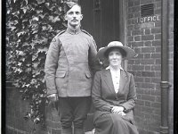 &copyTheCarterTribe.com 2013  Arthur Pacey Tribe (joined RFC 10 Jan 1916) and Unknown Woman. 4 Deodar Road.   Scanned from 1/4 plate (4" x 3") glass negative
