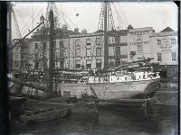&copyTheCarterTribe.com 2013  Bristol harbour showing Broad Quay identified from the shops in the background: Note Spackman and Dent became Spackman and Gosling in 1904. The Severn Trow Lillea Venn can be seen in the Foreground. The sailing boat is unidentified.   Scanned from a 1/4 plate (4" x 3") glass negative