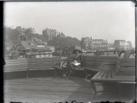&copyTheCarterTribe.com 2013  Evelyn Eliza Amelia TAYLOR on Folkestone Victroria Pier with  West Cliff behind   Scanned from a 1/4 plate (4" x 3") glass negative : Kent, Folkestone