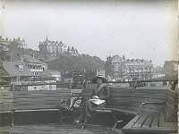&copyTheCarterTribe.com 2013  Evelyn Eliza Amelia TAYLOR on Folkestone Victroria Pier with  West Cliff behind   Scanned from a 3.25" glass slide : Kent, Folkestone