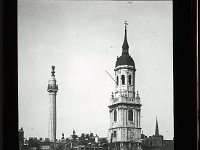 &copyTheCarterTribe.com 2013  London Monument and the Church of St Magnus   Scanned from 1/4 plate (4" x 3") glass slide