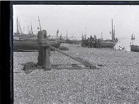&copyTheCarterTribe.com 2013  Beach Scene, Hastings, Sussex. Fishing boat registration RX is for Rye, Sussex.   Scanned from 1/4 plate (4" x 3") glass negative