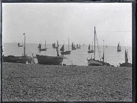 &copyTheCarterTribe.com 2013  Beach Scene, Hastings, Sussex. Fishing boat registration RX is for Rye, Sussex.   Scanned from 1/4 plate (4" x 3") glass negative