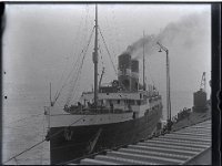 &copyTheCarterTribe.com 2013  This is possibly the SS Mecklenberg of the Stoomvaart Mij. Zeeland at Folkestone. It ran the Vlissingen-Folkestone route from 1922 to 1939.   Scanned from 1/4 plate (4" x 3") glass negative